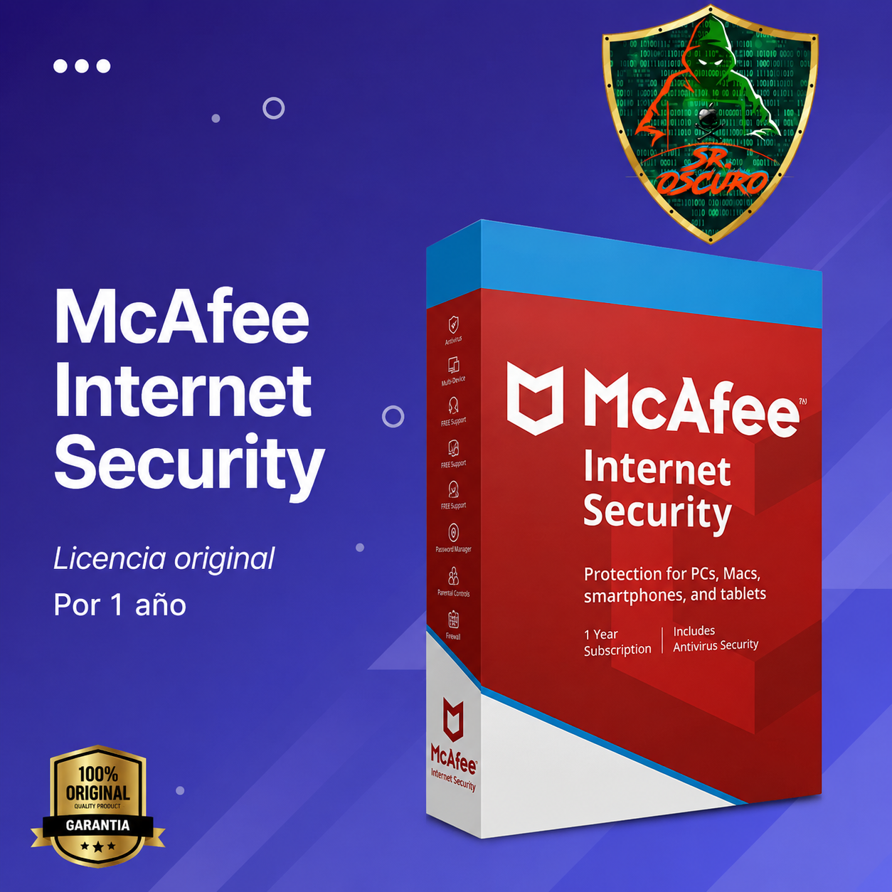 MCAFEE INTERNET SECURITY 1 AÑO